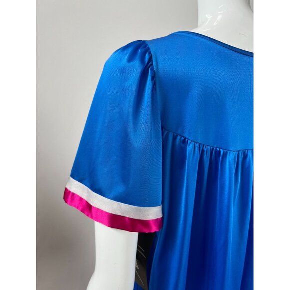 Vintage Henson Blue Nylon Nightgown With Pink & White Trim Small NWT Made in USA - Picture 8 of 16
